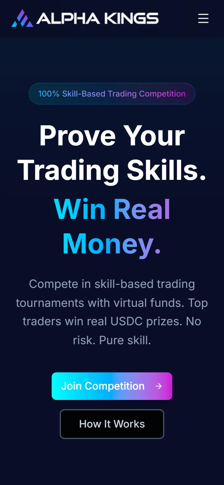 Alpha Kings: home page on a phone